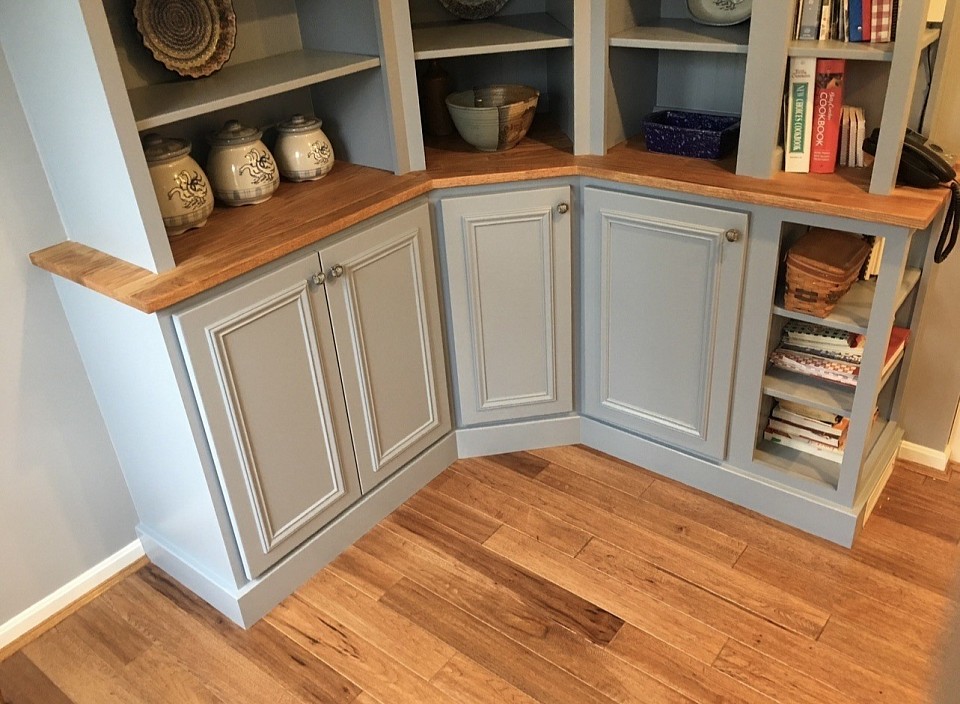 Base cabinets with doors for the stuff you don’t want to see.