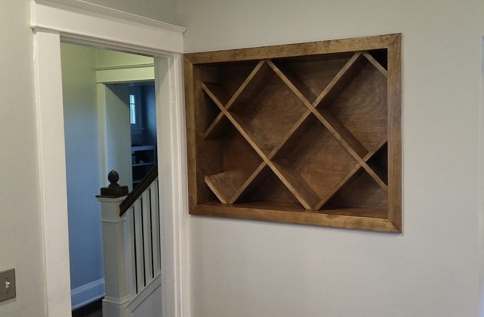 The wine cabinet was built from Birch Plywood and Pine 1x boards.